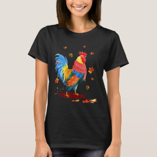 Camiseta Frango Fofo Folhas E Cachecol Outono Outono Abóbor