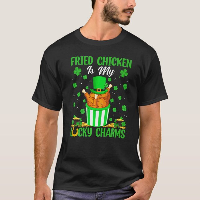 Camiseta Frango Frito Engraçado São Meus Amuletos da Sorte  (Frente)