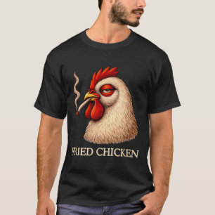 Camiseta Frango Frito Fumando Jantar Engraçado Amante da Ma