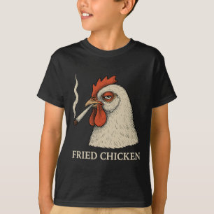 Camiseta Frango Frito Fumando Jantar Engraçado Amante de Ma