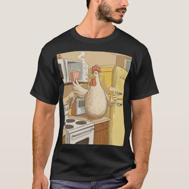 CAMISETA FRANGO FUMAR, COM CERVEJA DE PEDRA (Frente)