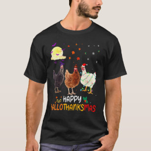 Camiseta Frango Halloween E Feliz Natal Feliz Hallot