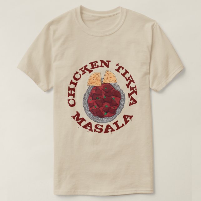 Camiseta Frango índio de Takeaway Comida Britânica Tikka Ma (Frente do Design)