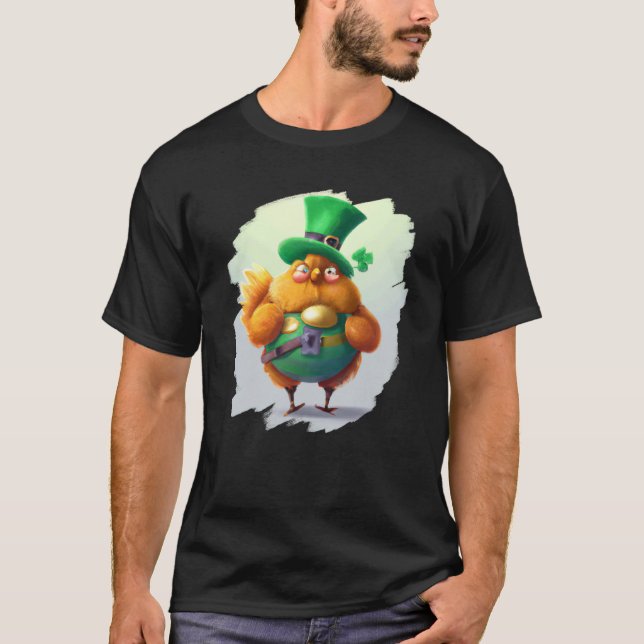 Camiseta Frango Leprechaun Dia de São Patrício Frango  2 (Frente)