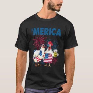 Camiseta Frango Merica Bandeira Americana 4 de Julho