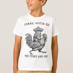 Camiseta Frango montado em coruja Desculpe, preciso ir Vibr