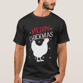 Camiseta Frango Natal Chapéu do Papai Noel Alegre Frangmas