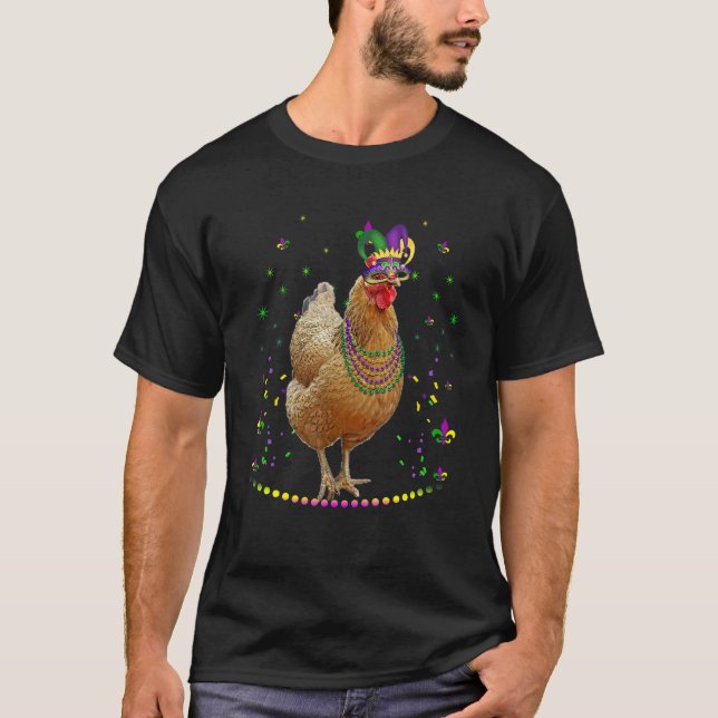Camiseta Frango Palhaço do Carnaval de Mardi Gras Fofo (Frente)