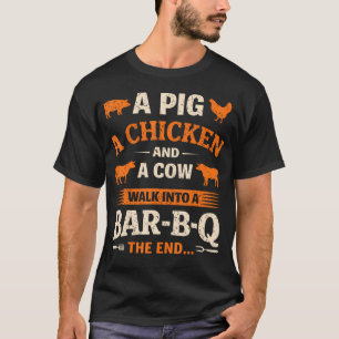 Camiseta Frango Porco Vaca Entram Em Um Churrasco Engraçado
