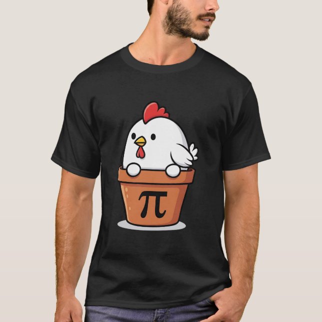 Camiseta Frango Pot Pi Dia do Pi Matemática Engraçada Profe (Frente)