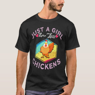 Camiseta Frango Retro Apenas Uma Garota Que Ama Frangos Ama