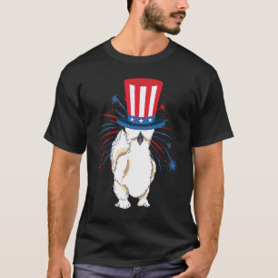 Camiseta Frango Sedoso Silkie Gráfico Patriótico Divertido