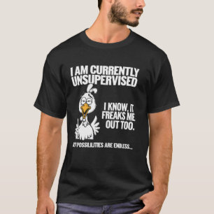 Camiseta Frango sem Supervisão Humor Sarcástico Novidade Di