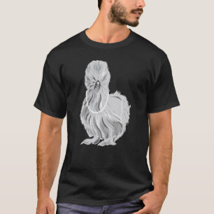 Camiseta Frango Silk Silkie Fofo Usando Colar de Pérola