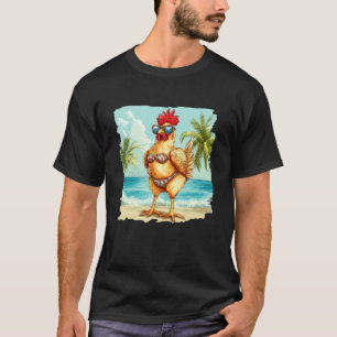 Camiseta Frango sob Palmeiras de Biquíni para Amante da Pra