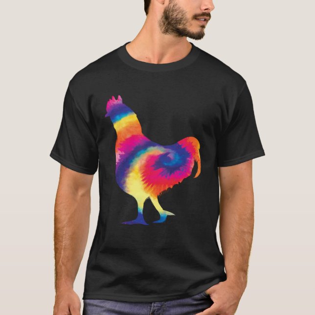 Camiseta Frango Tie Dye Frango Colorido Frango Retro (Frente)