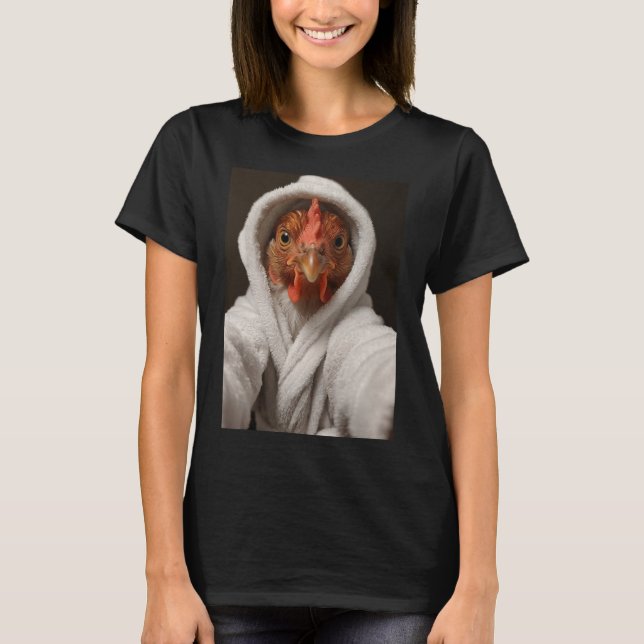 Camiseta Frango Tirando Uma Selfie Em Um Throbe Branco Engr (Frente)