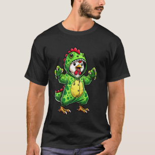 Camiseta Frango Vestindo Fantasia de Dinossauro Halloween C