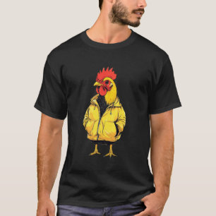 Camiseta Frango Vestindo Um Impermeável