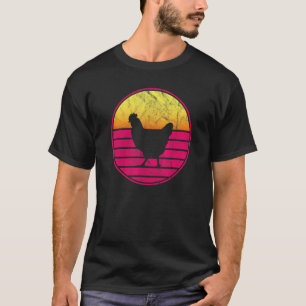Camiseta Frango Vintage Pôr do Sol Retro Fofo Feminino Fran