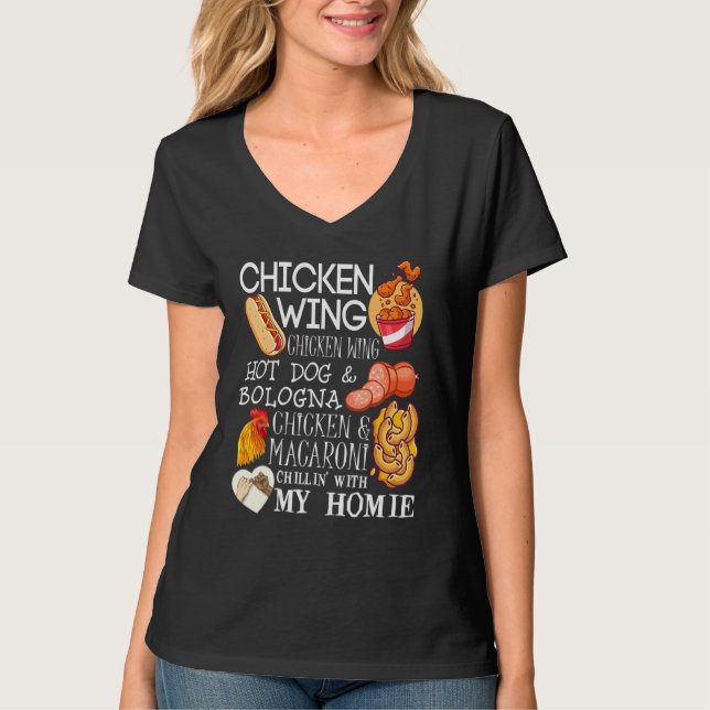 Camiseta Frango Wing Frango Wing Canção Lyric Hotdog Bolonh (Frente)