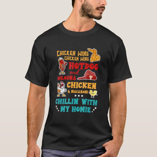 Camiseta Frango Wing Hot Dog E Bologna Frango & Macaron (Frente)