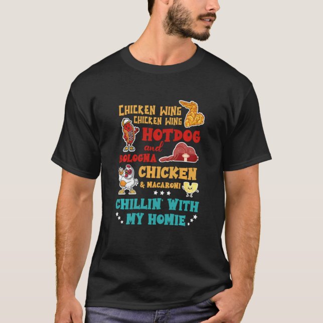 Camiseta Frango Wing Hot Dog E Bologna Frango & Macaron (Frente)