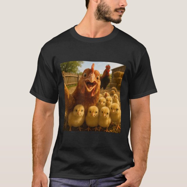 Camiseta Frangos Engraçados Para Galinhas De Páscoa No Hall (Frente)