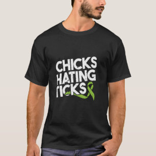 Camiseta Frangos odiando carrapatos divertida conscientizaç