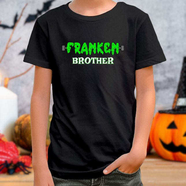 Camiseta Franken Brother Kids Frankenstein Halloween (franken brother Frankenstein black Halloween t-shirt for kids)
