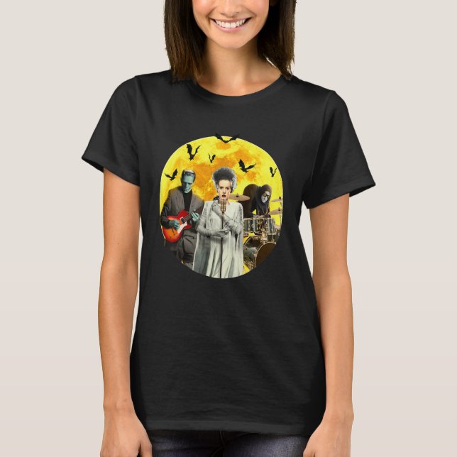Camiseta Frankenguitar Frankenstein Com Bride & Igor Hallo (Frente)