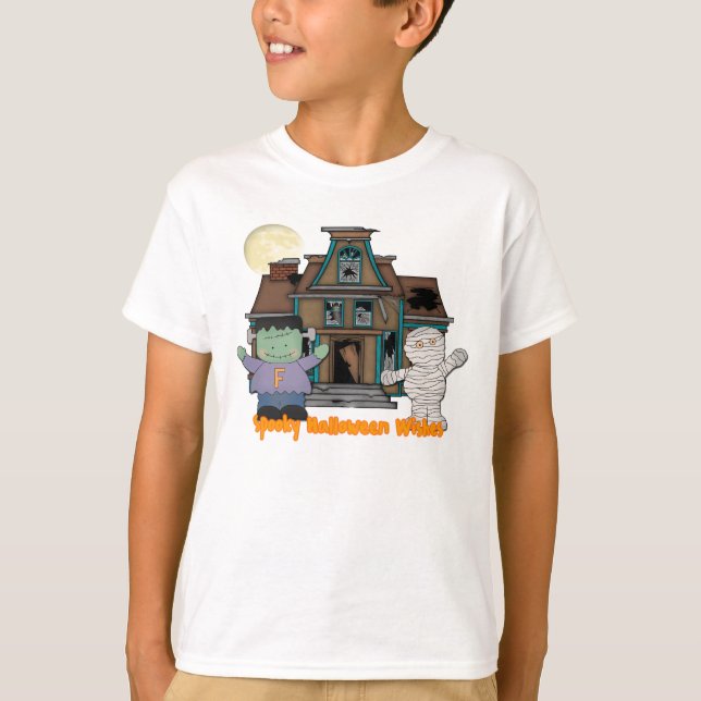 Camiseta Frankenstein e t-shirt do Dia das Bruxas da mamã (Frente)