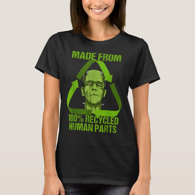 Camiseta Frankenstein Made From 100% Recycled Human Parts H (Frente)