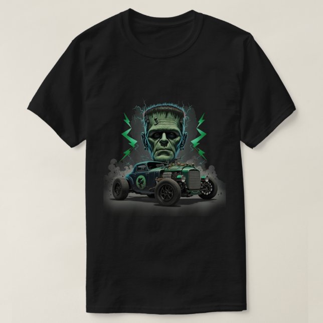 Camiseta Frankenstein, o Carro Muscular Monstro (Frente do Design)