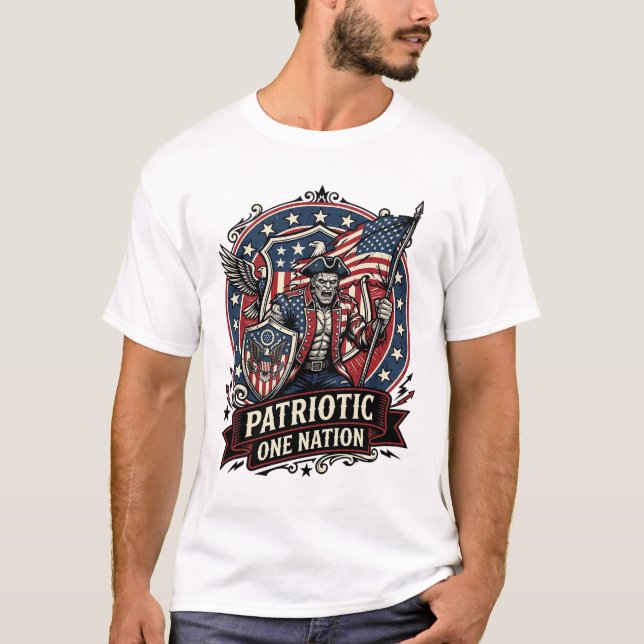 Camiseta Frankenstein Patriótico Brutal Horror Monstro Libe (Frente)