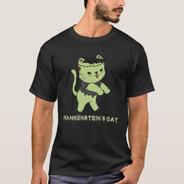 Camiseta Frankenstein s Cat  Halloween Monster Zombie Kitte (Frente)