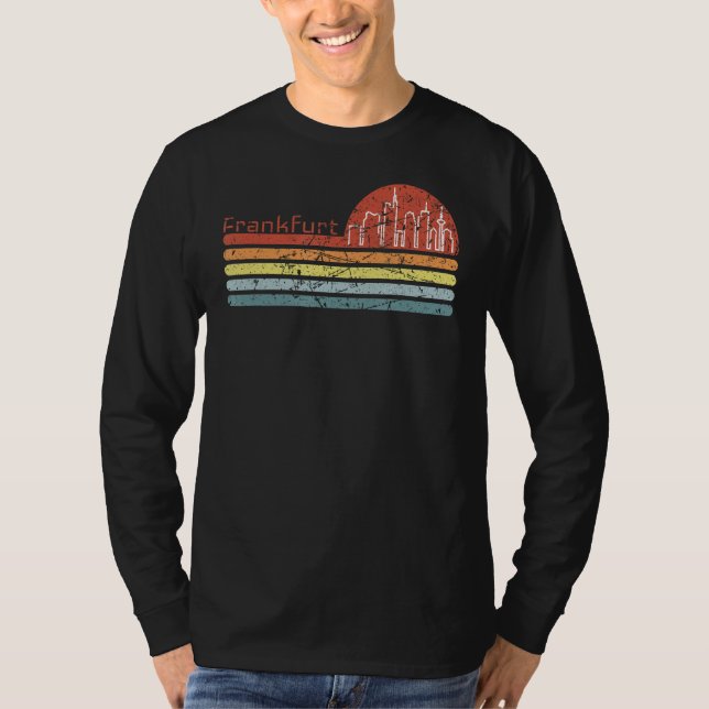 Camiseta Frankfurt Retro Style Skyline Vintage Motiv (Frente)