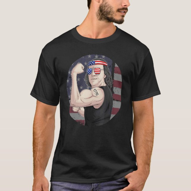 Camiseta Franklin Benjamin 4 de julho Patriótico dos Estado (Frente)