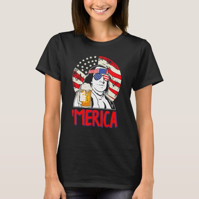 Camiseta Franklin Merica 4 de julho Merica Men Boys Ameri (Frente)