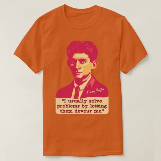 Camiseta Franz Kafka Portrait e Cotação 1 (Frente do Design)