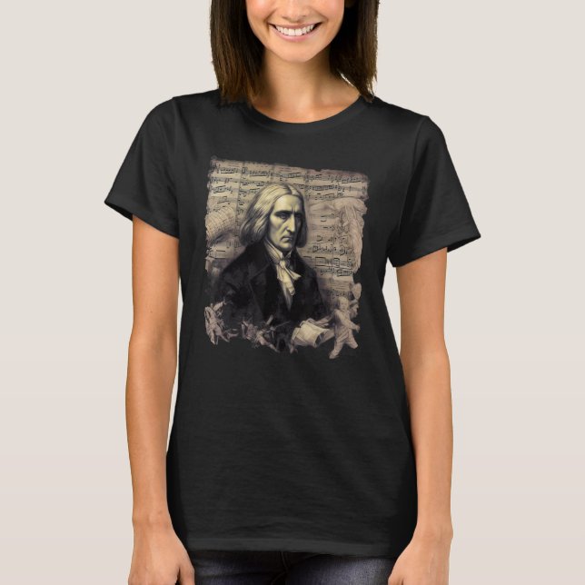 Camiseta Franz Liszt Music Pianist Piano (Frente)