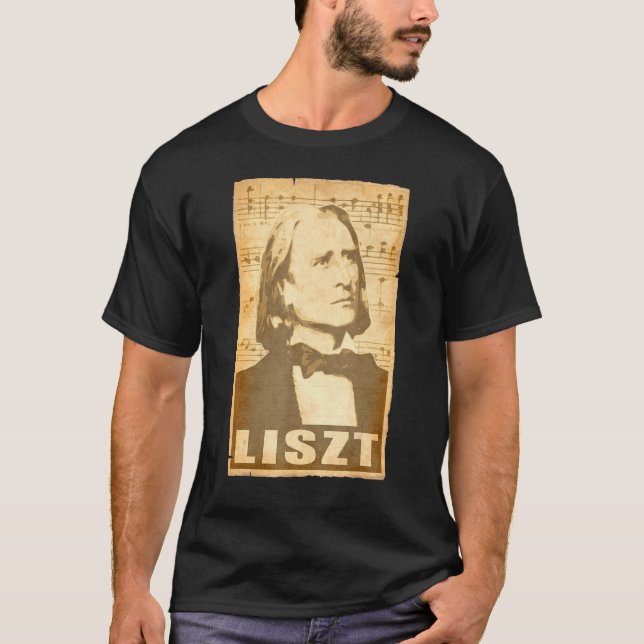 Camiseta Franz Liszt Musical Composer Notes Retro Style Pro (Frente)