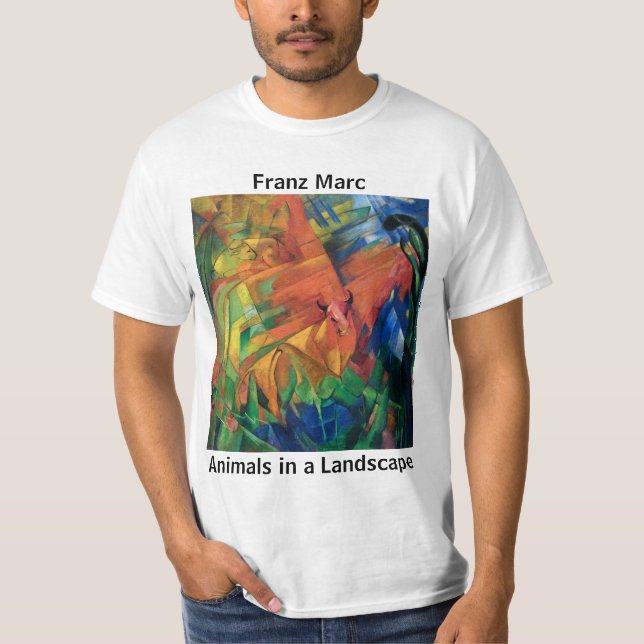 Camiseta Franz Marc Animais em Uma Paisagem Branca (Frente)