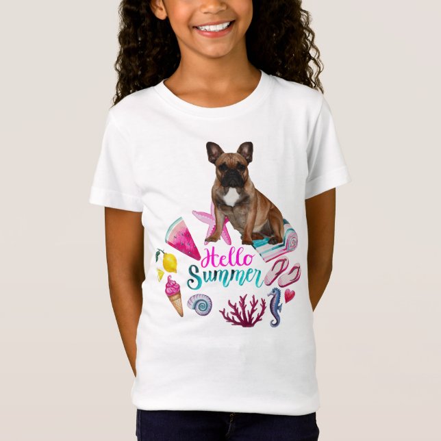 Camiseta Französische Bulldogge Happy Summer French Bulldog (Frente)