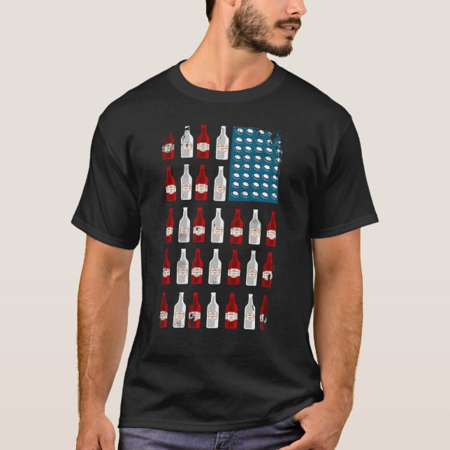 Camiseta Frasco de Cerveja Patriótico EUA Bandeira American (Frente)