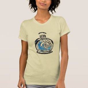 Camiseta Frasco de perfume de ilustração de moda azul