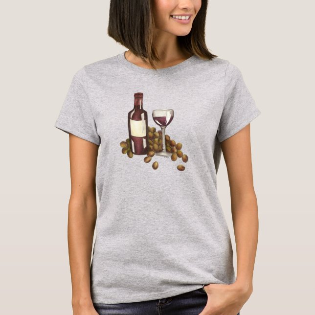 Camiseta Frasco de vidro de Provando de vinho tinto com Cam (Frente)