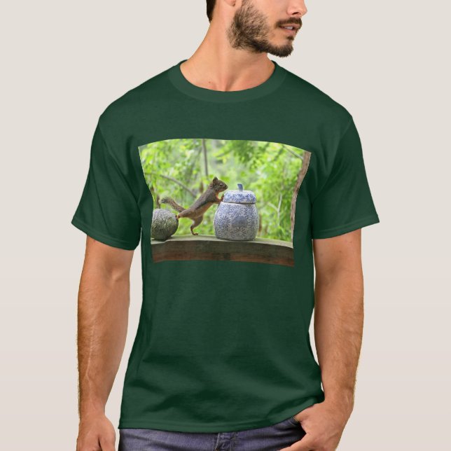 Camiseta Frasco do esquilo e de biscoito (Frente)