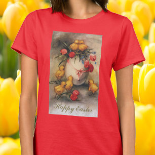 Camiseta Frascos de Páscoa Antigos com Flores de Tulipa Ver