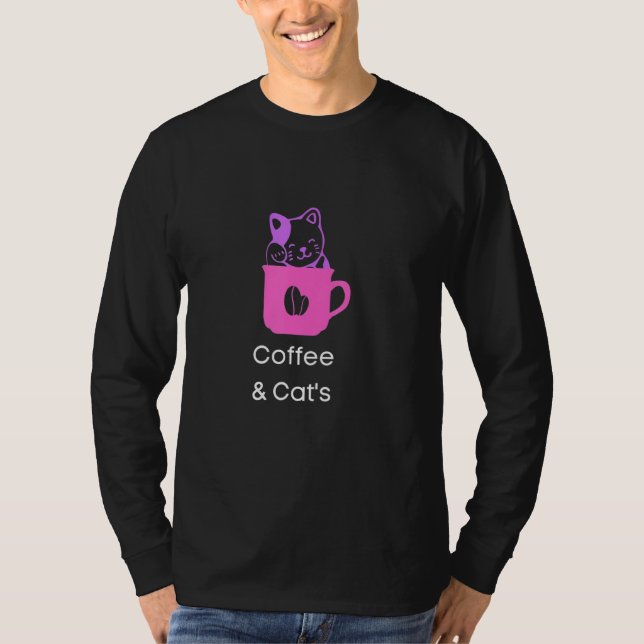 Camiseta Frase de Café & Gatos Sarcasmo Dito Sarcástico (Frente)